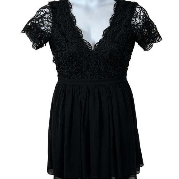 Lulu’s Angel in Disguise Black Lace Mini Skater Dress | Size Small - Picture 8 of 16